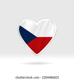 Corazón de la bandera checa. Estrella de botón plateado y plantilla de bandera. Fácil edición y vector en grupos. Ilustración vectorial de bandera nacional sobre fondo blanco.