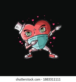 heart dabbing love illustration vector