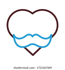 heart with dad mustache hipster line style icon vector illustration