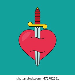 Heart with dagger icon vector illustration