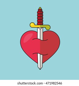 Heart with dagger icon vector illustration