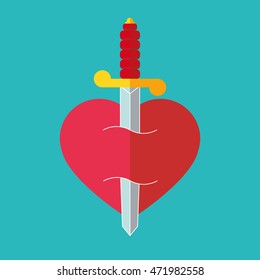 Heart with dagger icon vector illustration