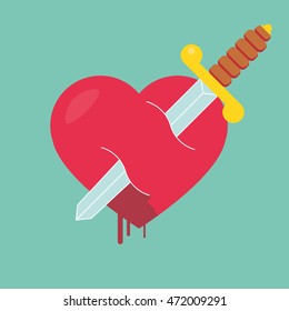 Heart with dagger icon vector illustration