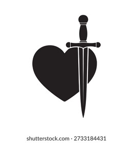 Heart and Dagger Silhouette ve tor
