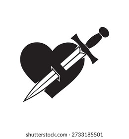 Heart and Dagger Silhouette ve tor design