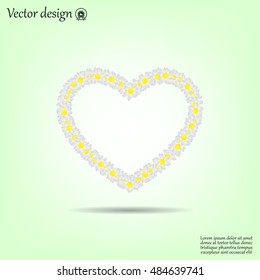 Heart of daisies, vector icon