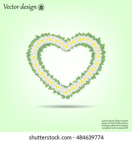 Heart of daisies, vector icon