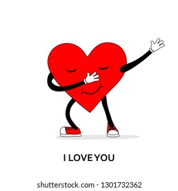 Heart dancing dab move. Greeting valentine's day card 