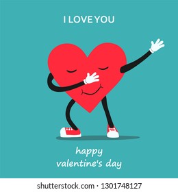 Heart dancing dab move. Greeting valentine's day card 