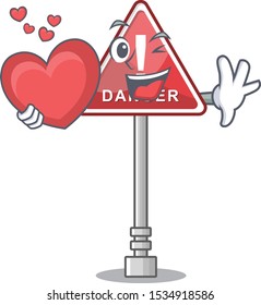 With heart danger character in the mascot shape
