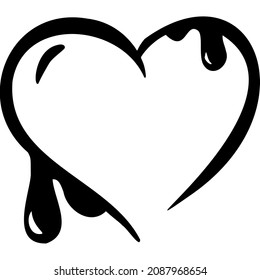 Corazón con gotas oscuras esbozar el dibujo de la mano de la ilustración del vector