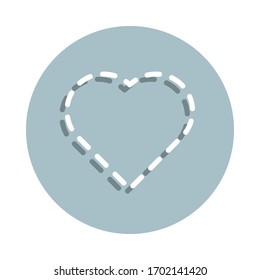 Heart dashed line badge icon. Simple glyph, flat vector of heart icons for ui and ux, website or mobile application