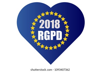 Heart with data protection regulation of Europe.