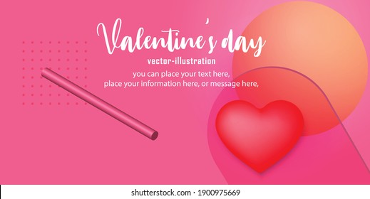 Heart valentine’s day vector on pink background design 3d rendering with copy space