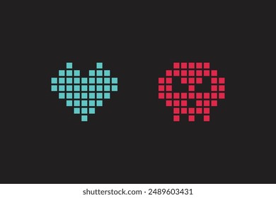 Heart and death pixel symbols. Vector illustration