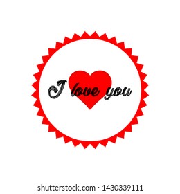 Heart decorated flat I love you calligraphic text vintage. 