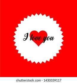 Heart decorated flat I love you calligraphic text vintage. 
