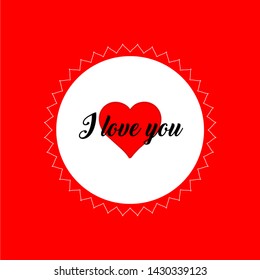 Heart decorated flat I love you calligraphic text vintage. 