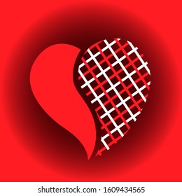 Heart decorated with lines in the form of a lattice, in the style of a Doodle, on A red gradient background. Happy Valentine's Day. Vector illustration for postcards, greetings, invitations, banners.