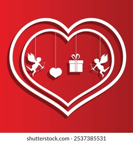 Heart Decorated With Valentine_s Day Symbols. International holiday of lovers and friends vector art