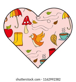 heart decoration autumn season elements