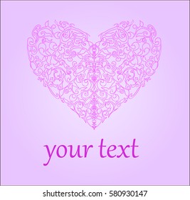 Heart decoration of vines, text, The background
