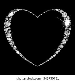 Heart. Decorative Heart Background. Vector illustration. Shiny Diamond.