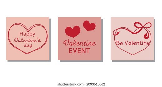 Heart decorative frame decoration with Valentine' s day lettering. Happy Valentine' s day illustration. Vector illustration.