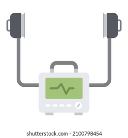 heart defibrillator flat clipart vector illustration