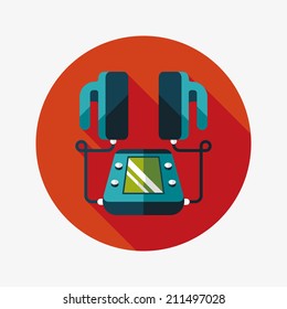 Heart Defibrillator flat icon with long shadow
