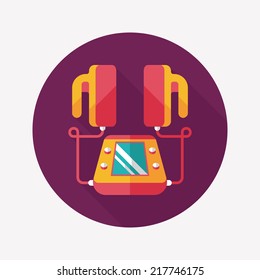 Heart Defibrillator flat icon with long shadow