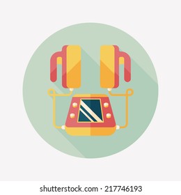 Heart Defibrillator flat icon with long shadow