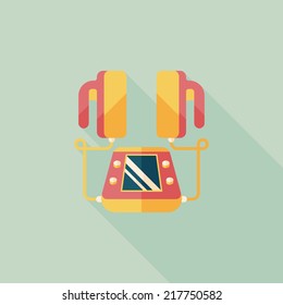 Heart Defibrillator flat icon with long shadow