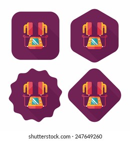 Heart Defibrillator flat icon with long shadow