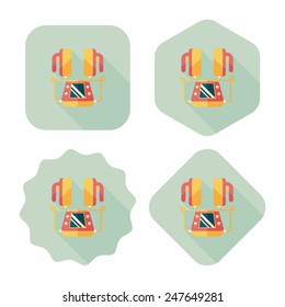 Heart Defibrillator flat icon with long shadow