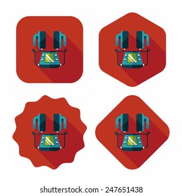 Heart Defibrillator flat icon with long shadow
