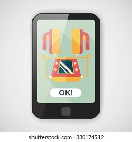 Heart Defibrillator flat icon with long shadow