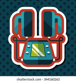Heart Defibrillator flat icon with long shadow