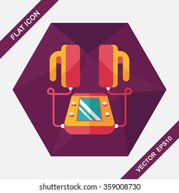 Heart Defibrillator flat icon with long shadow