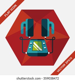 Heart Defibrillator flat icon with long shadow