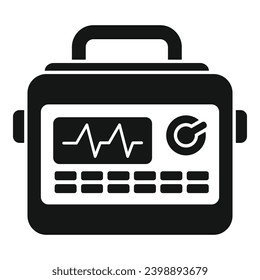 Heart defibrillator icon simple vector. Patient cardiac attack. Cross life saving