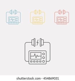 Heart Defibrillator icon. Vector line illustration.
