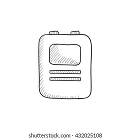 Heart defibrillator vector sketch icon isolated on background. Hand drawn Heart defibrillator icon. Heart defibrillator sketch icon for infographic, website or app.