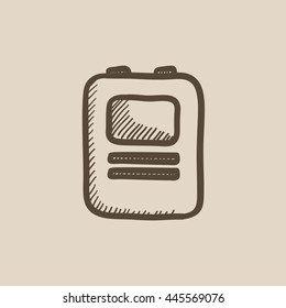 Heart defibrillator vector sketch icon isolated on background. Hand drawn Heart defibrillator icon. Heart defibrillator sketch icon for infographic, website or app.