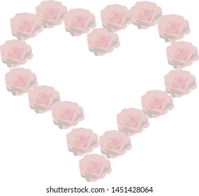 
heart of delicate pink roses