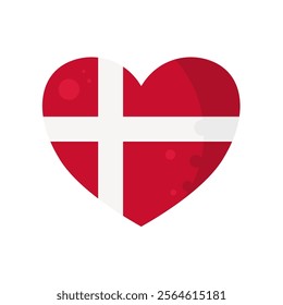 Heart with Denmark flag - vector illustration