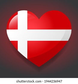 heart with Denmark flag vector symbol illustration