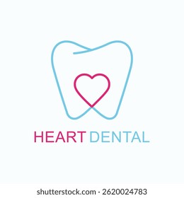 Heart dental line icon logo vector.