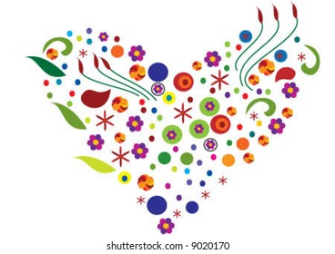 Heart design by flowers and dots