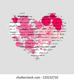 Heart, design elements. Love background. Handwriting vector background.